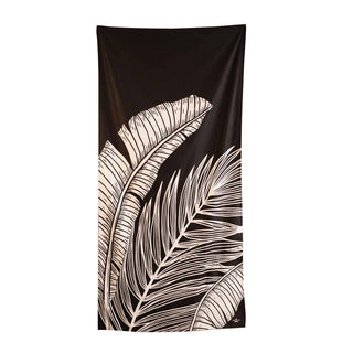 Microfiber Beach Towel -Delmare Palm Black