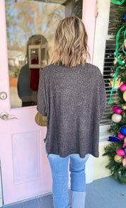 Right Down The Middle Dolman Top - Black