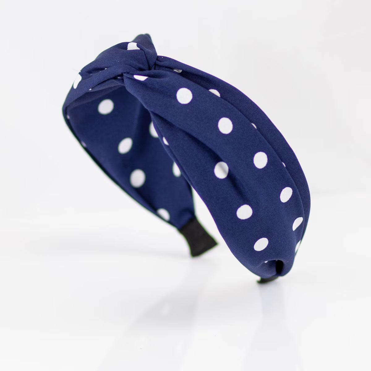 Polka Dot Twisted Headband - Navy/White