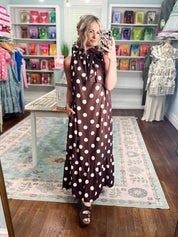 Pretty in Polka Maxi Dress - Brown/Ivory
