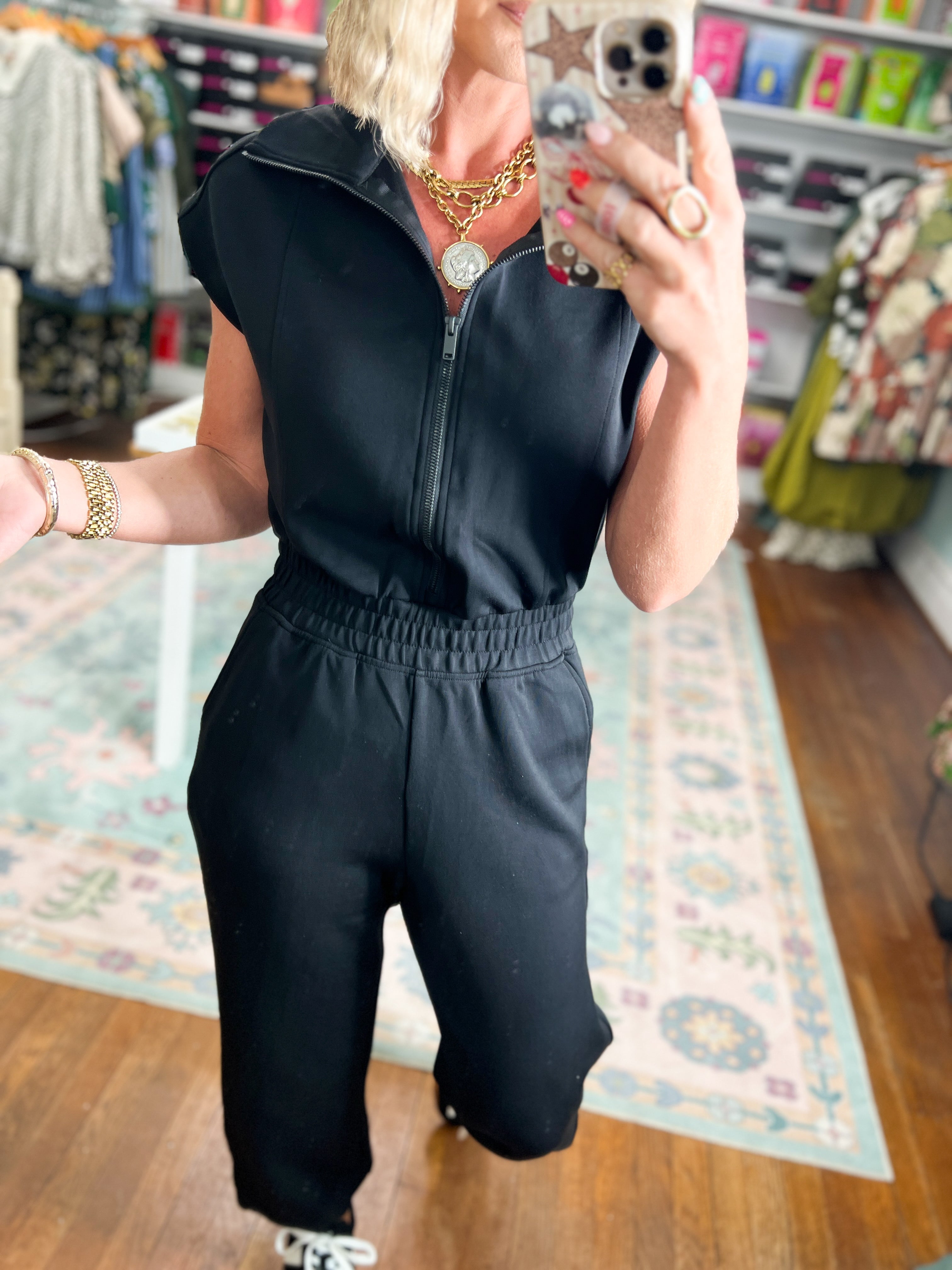 Effortlessly Simple Short Sleeve Jumpsuit - Black