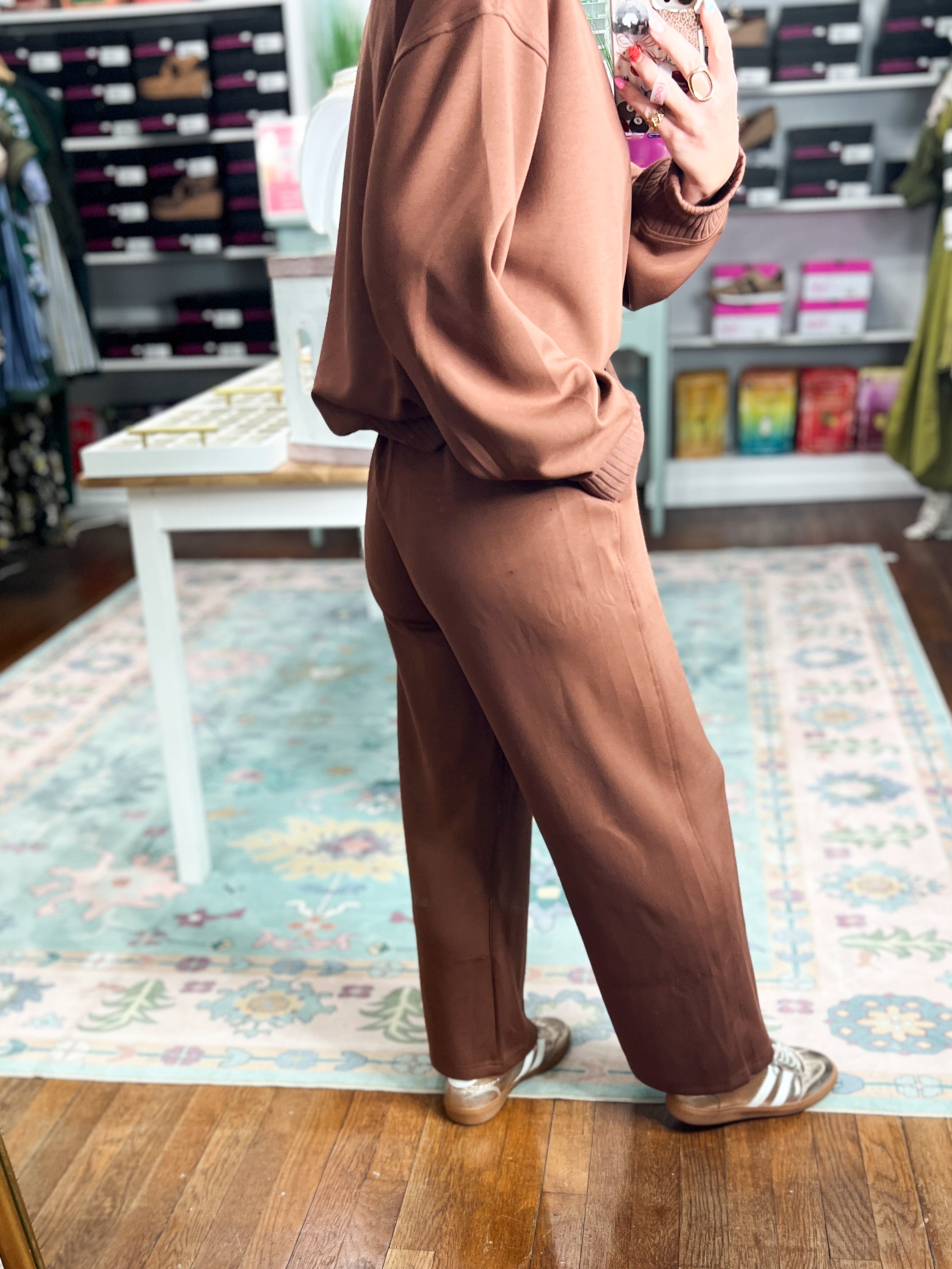 Effortless Fit Modal Cropped Wide PANT - Chestnut
