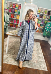 Little Moments Gingham Midi Dress - Navy