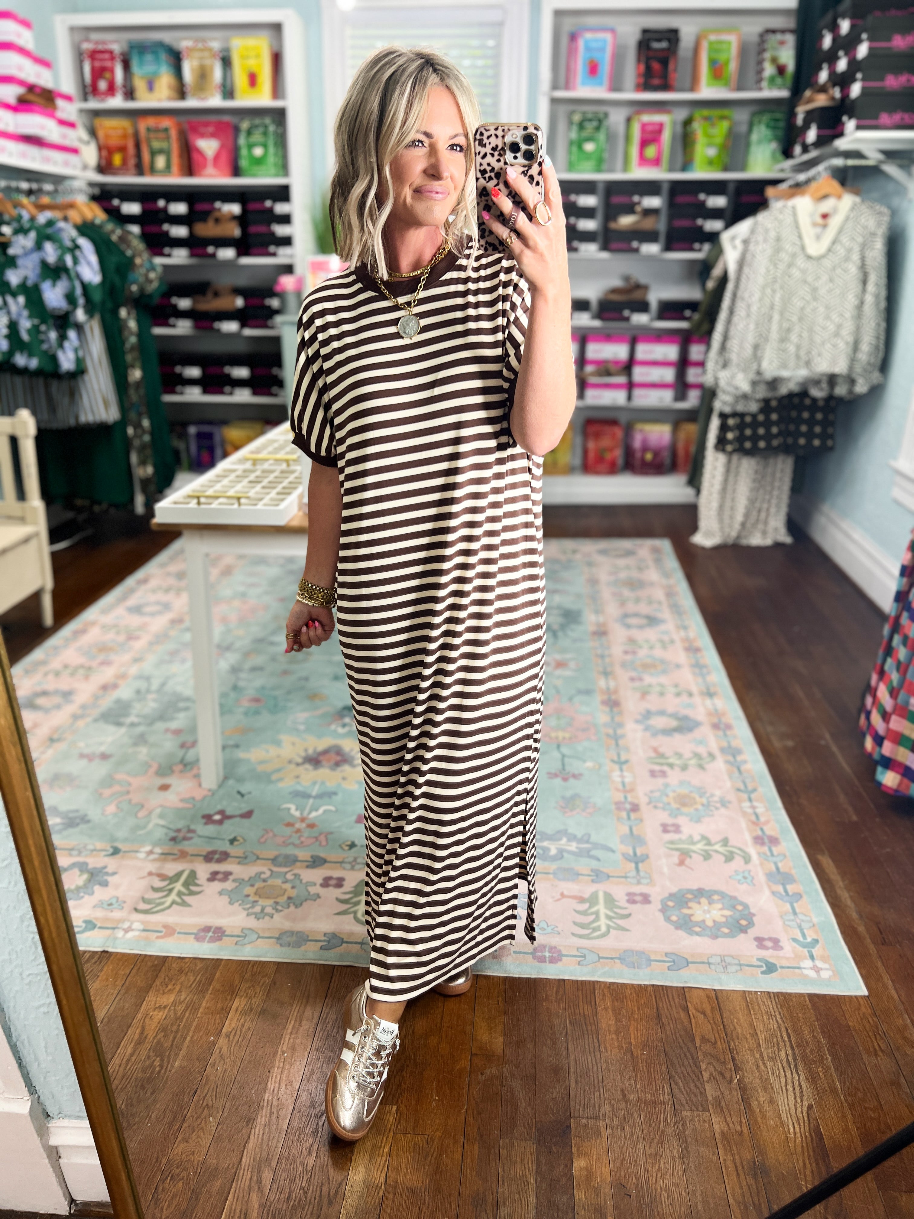 Don't Waste a Moment Midi Dress - Brown