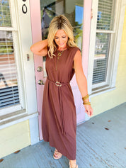 Effortlessly Delightful Midi Dress - Espresso