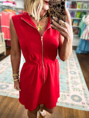 Relaxed Everyday Sleeveless Mini Dress - Red