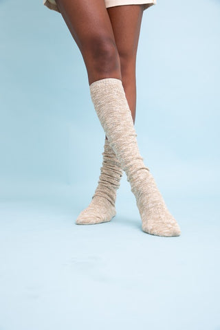 Speckle Knit Boot Socks - Beige
