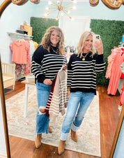 Sucker For You Striped Sweater - Black