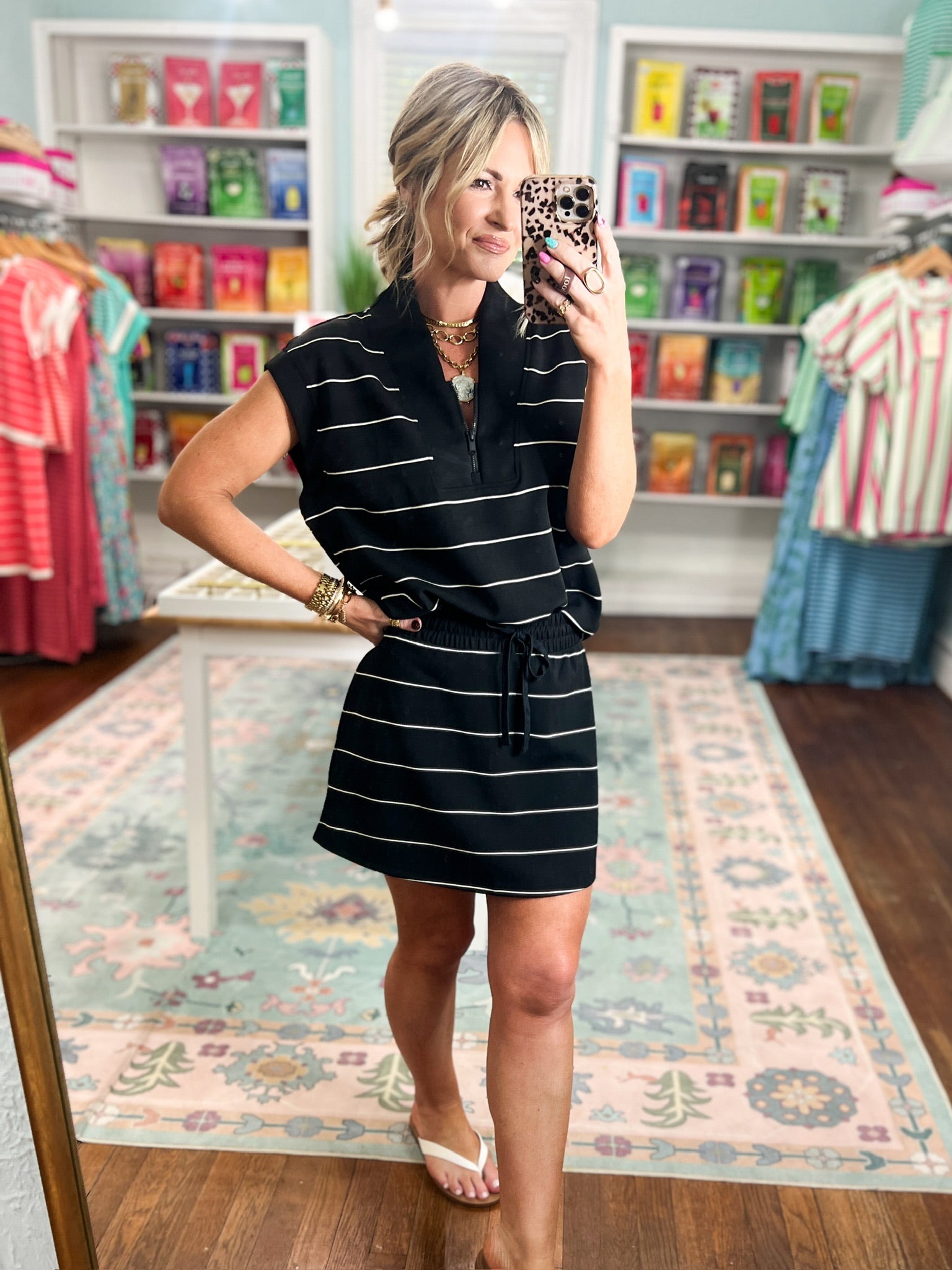 At a Moments Notice Stripe SKORT - Black