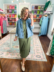 A Clear Mind Midi Dress - Lt. Olive