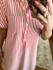 Great Days Ahead Striped T-Shirt Dress - Ruby