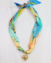 Lillie Scarf Charm Necklace - Orange Turquoise