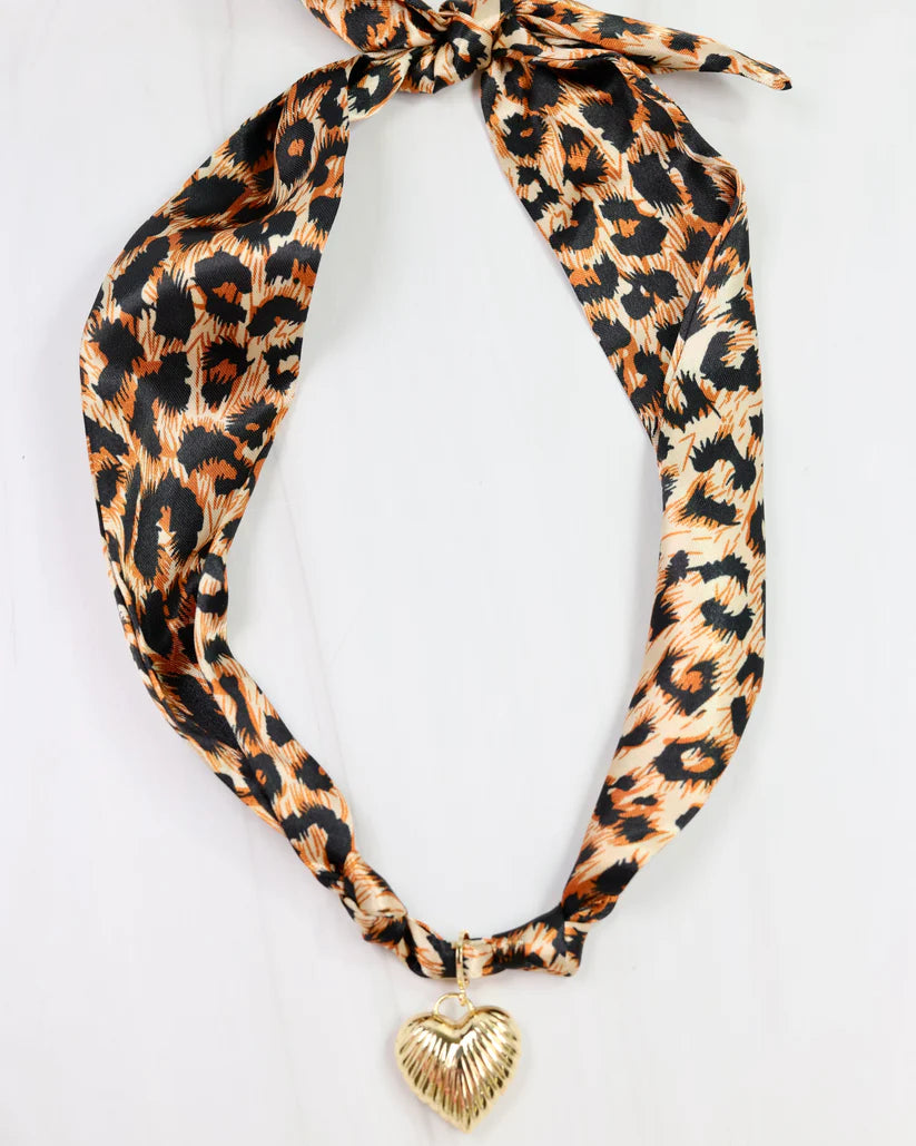 Lillie Scarf Charm Necklace - Leopard