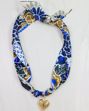 Lillie Scarf Charm Necklace - Blue Coffee