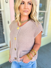 Find Your Voice Button Front Sweater - Ash Mocha