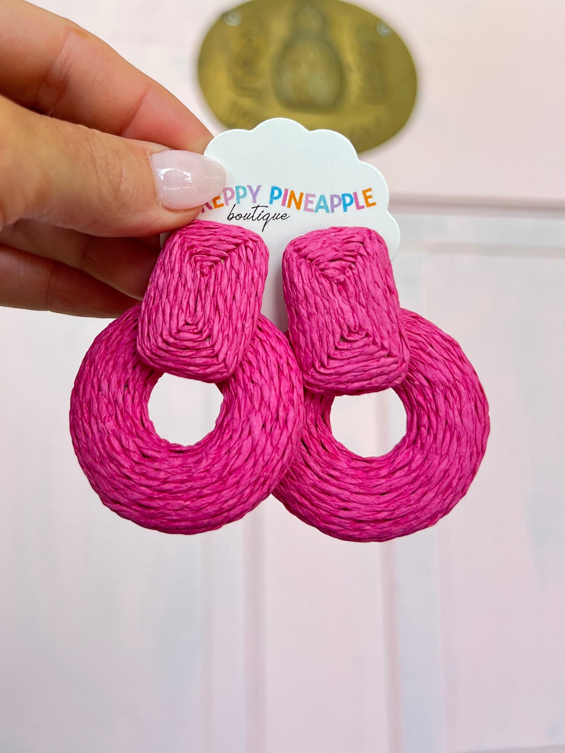 Wrapped Raffia Door Knocker Earrings