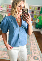 Lovely Outlook Denim Top