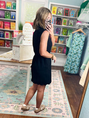 Relaxed Everyday Sleeveless Mini Dress - Black