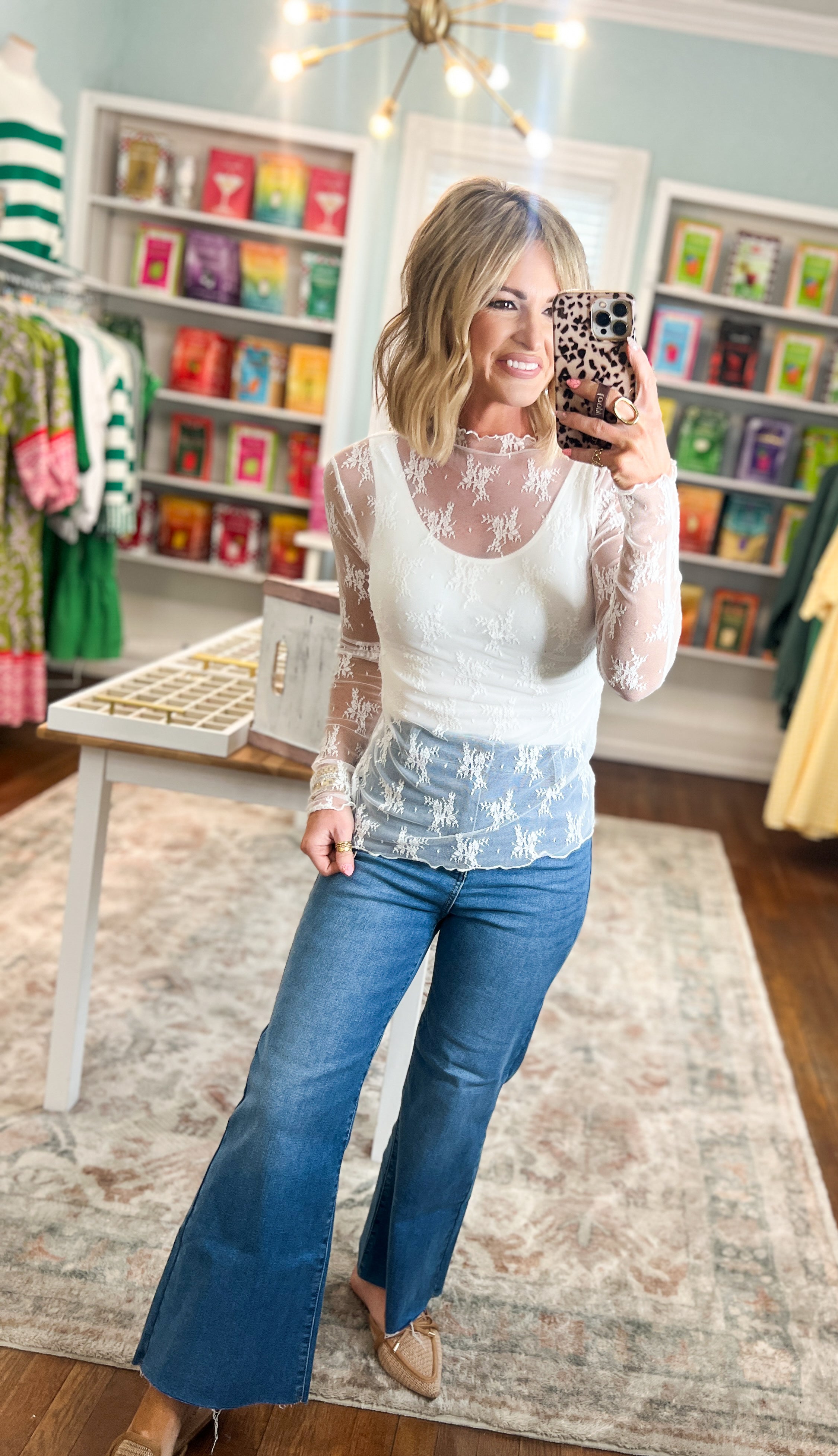 Simply Sweet Lace See-Through Layering Top - Ivory