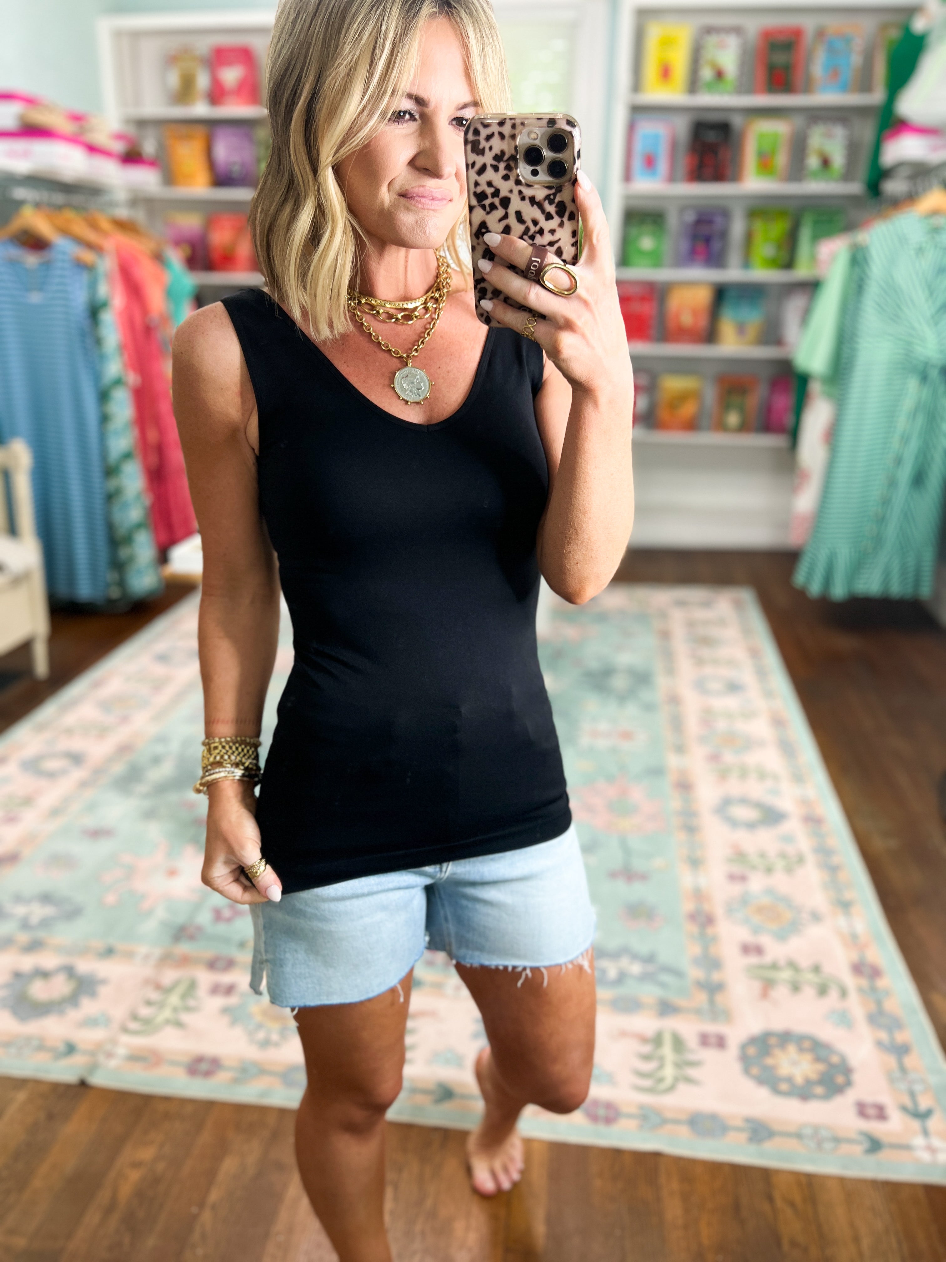 Two Way Seamless Tank Top - Black