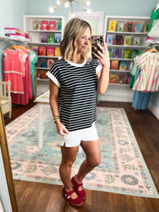 My Way Stripe Top - Black