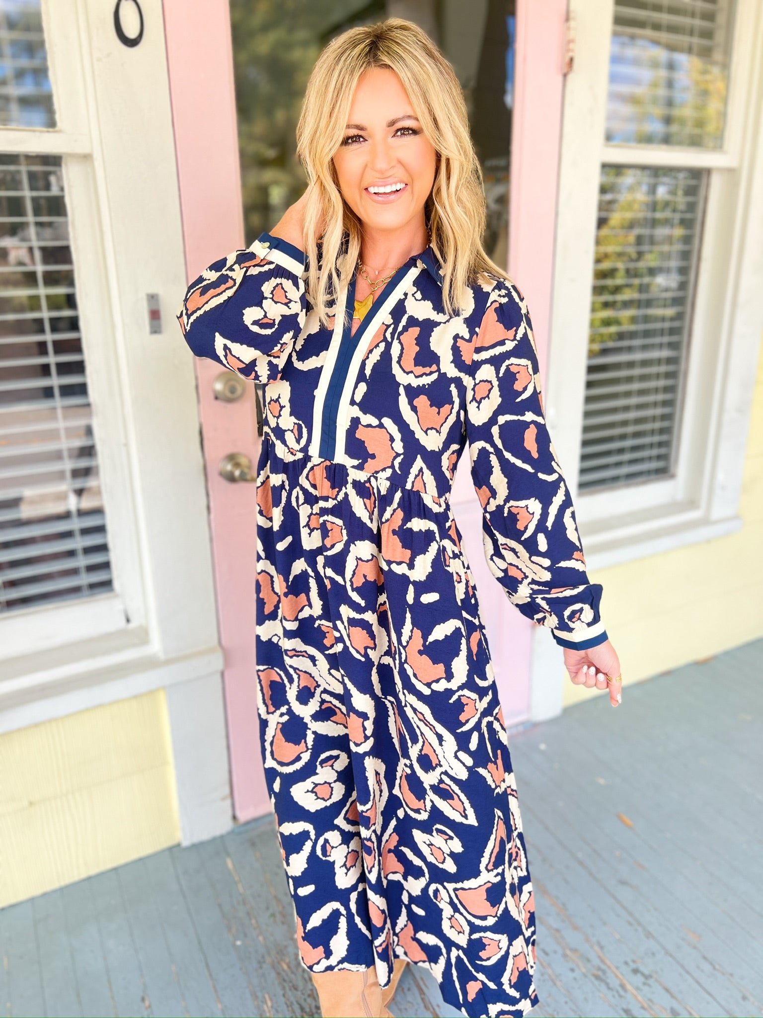 Uptown Ease Boho Floral Midi Dress