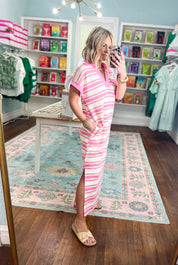 Riviera Stripe Polo Midi Dress