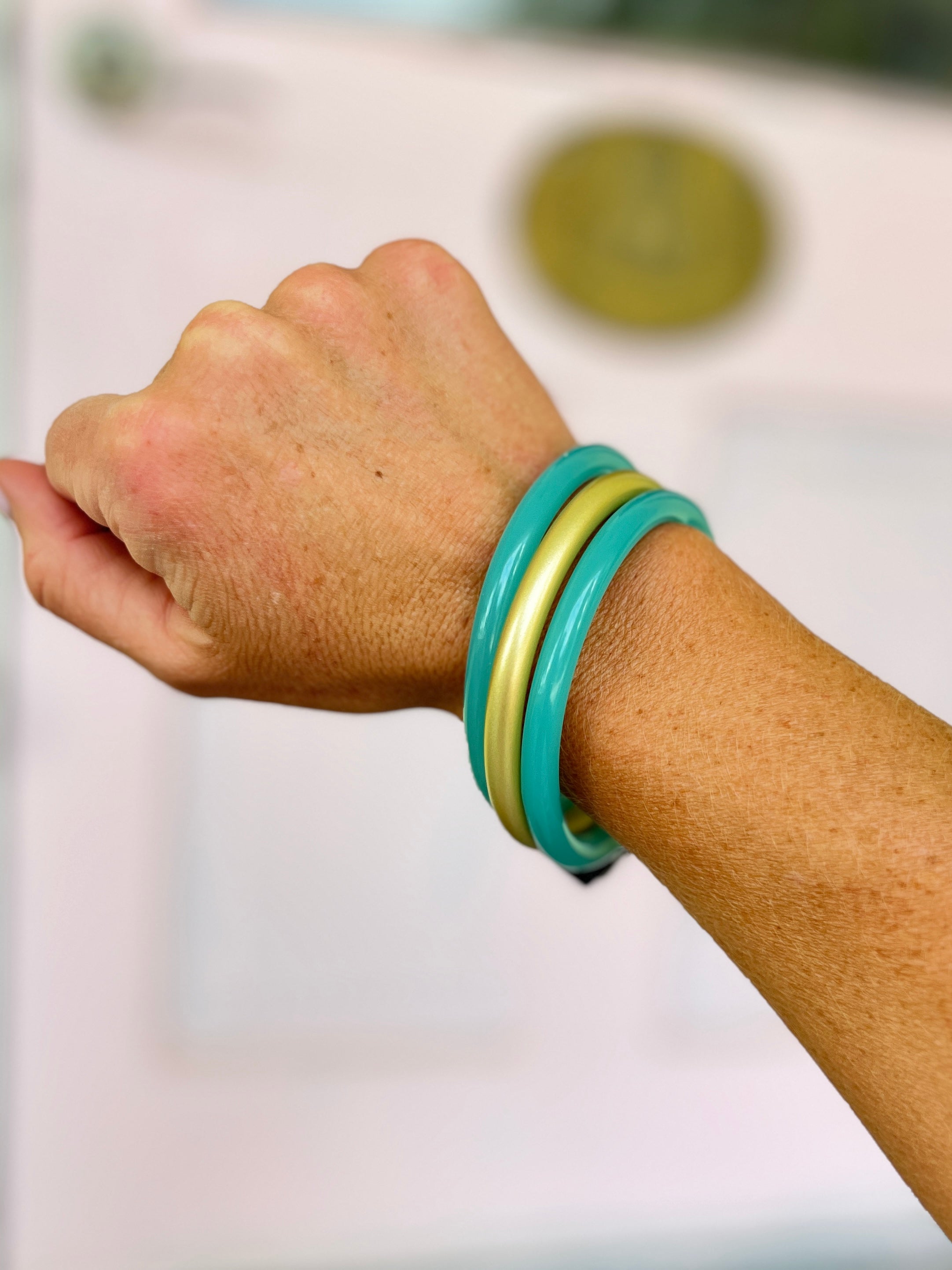 Acrylic Bangles -Turquoise/MatteGold