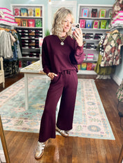 Effortless Fit Modal Cropped Wide PANT - Dk Cherry