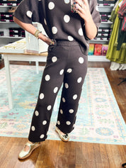Polka Party Knit PANTS - Brown