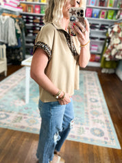 Casual Ease Short Sleeve Top - Taupe