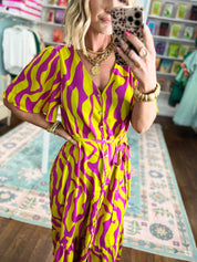 Electric Orchid Midi Dress