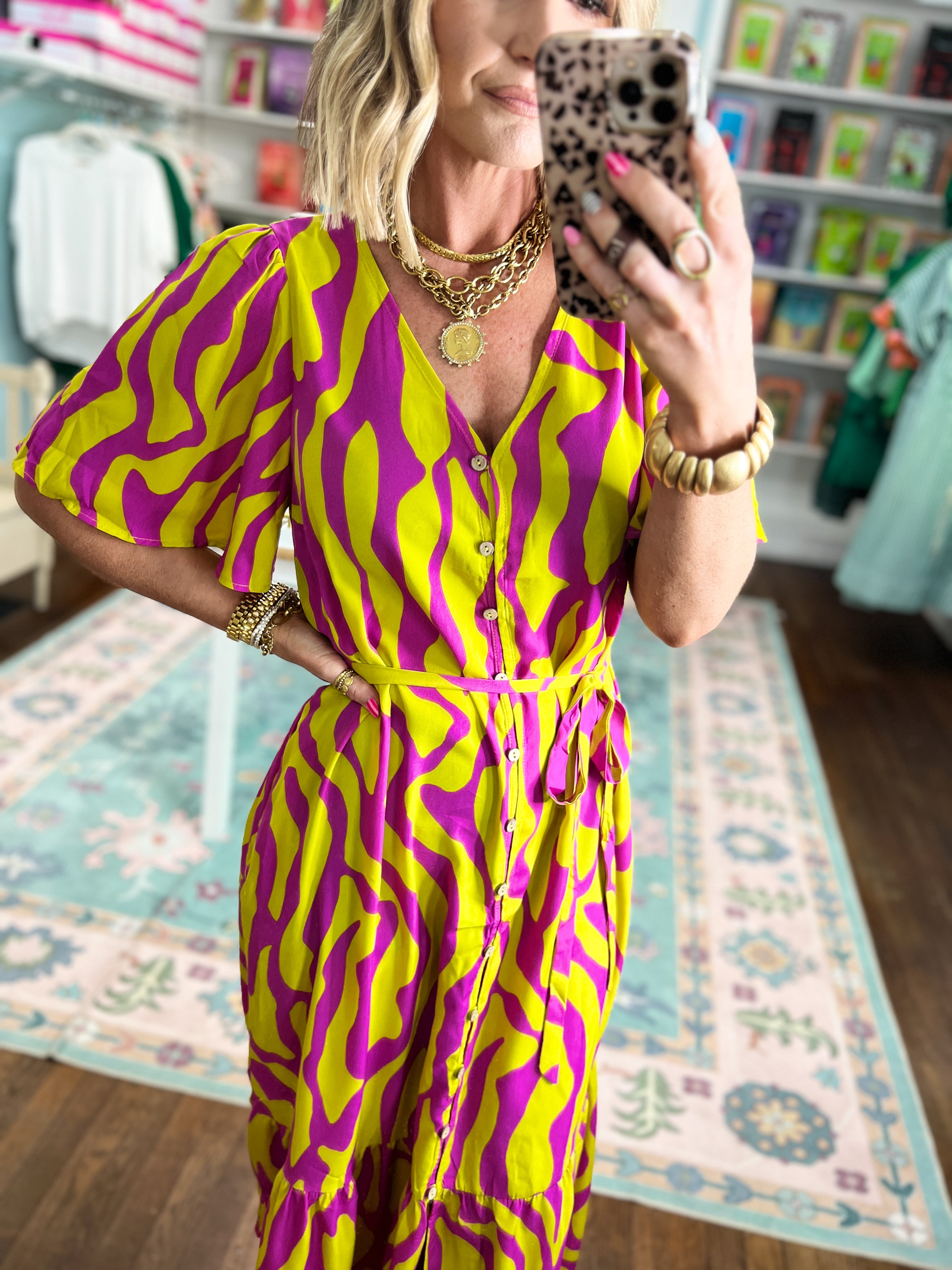 Electric Orchid Midi Dress
