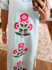 Bloom Bright Striped Midi Dress - Blue