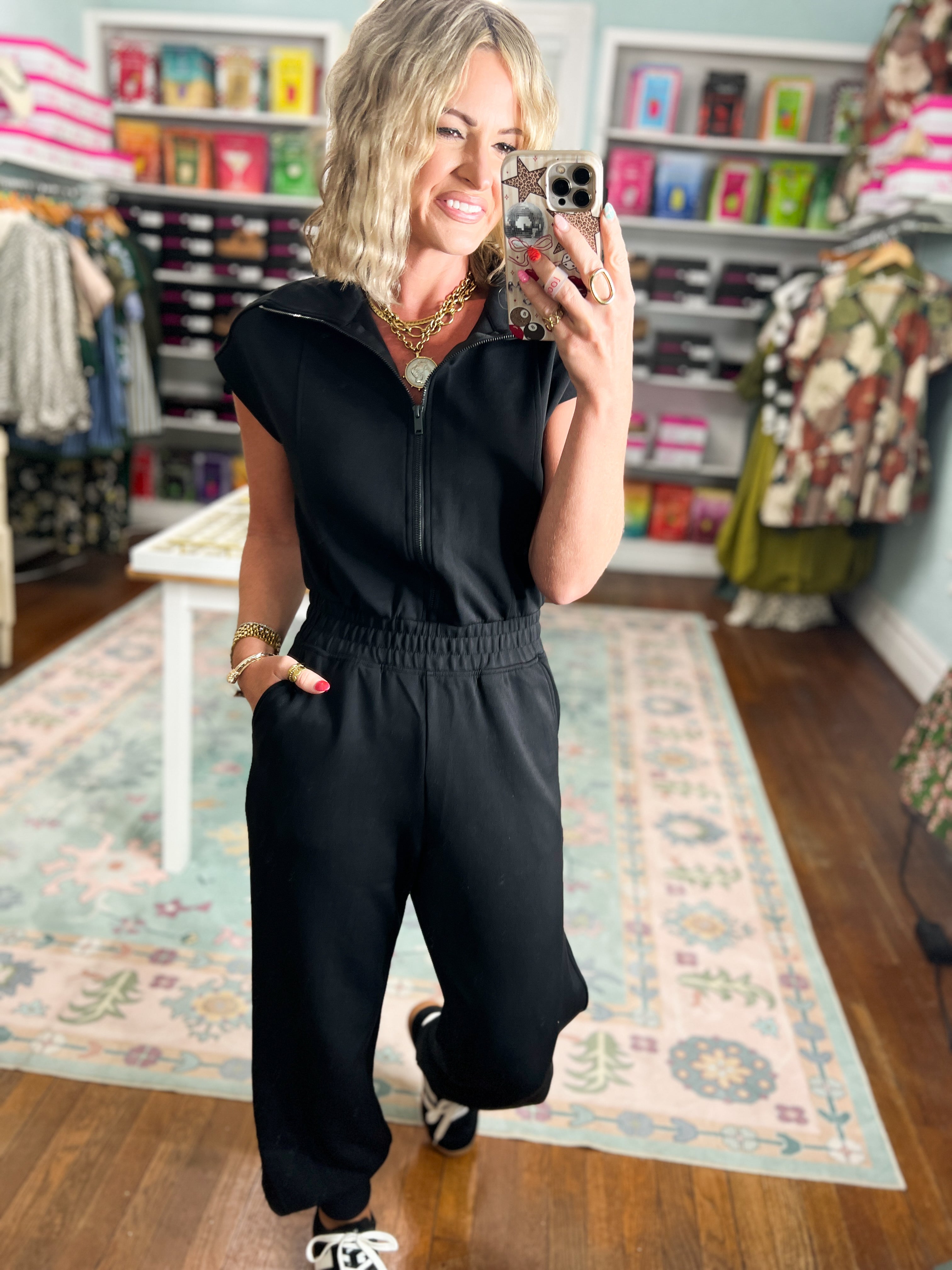Effortlessly Simple Short Sleeve Jumpsuit - Black