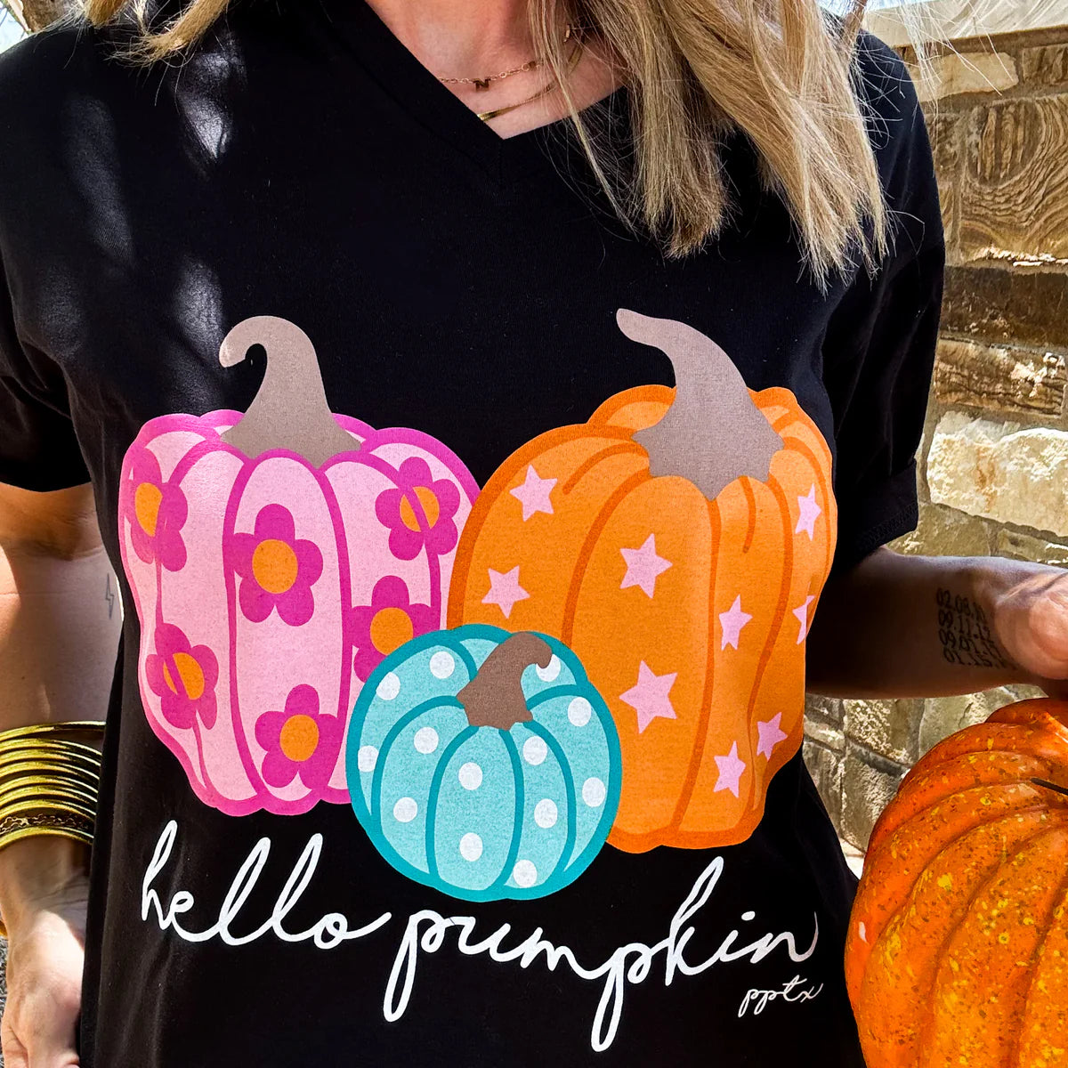 Hello Pumpkin V-neck Tee