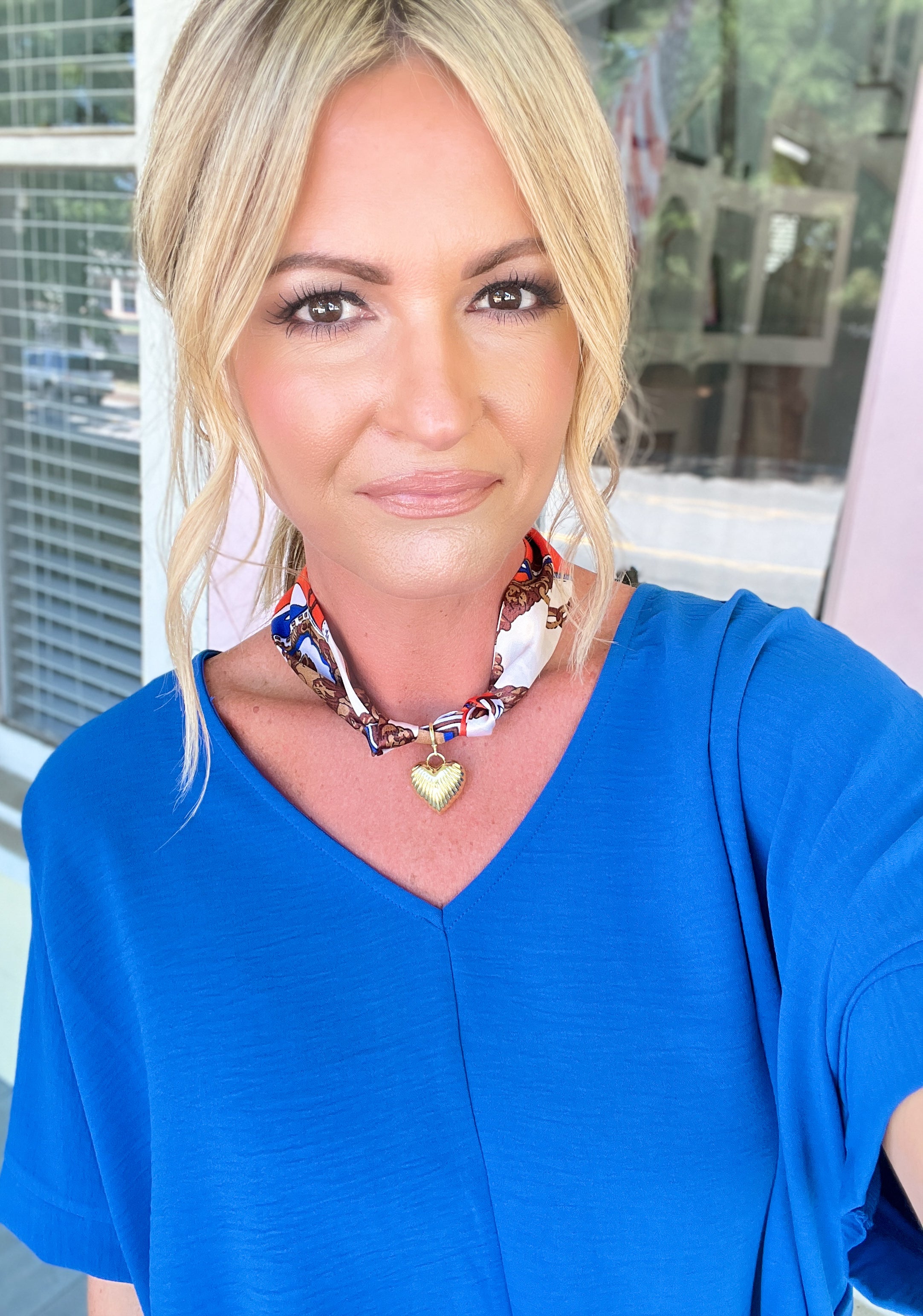 Lillie Scarf Charm Necklace - Orange Blue