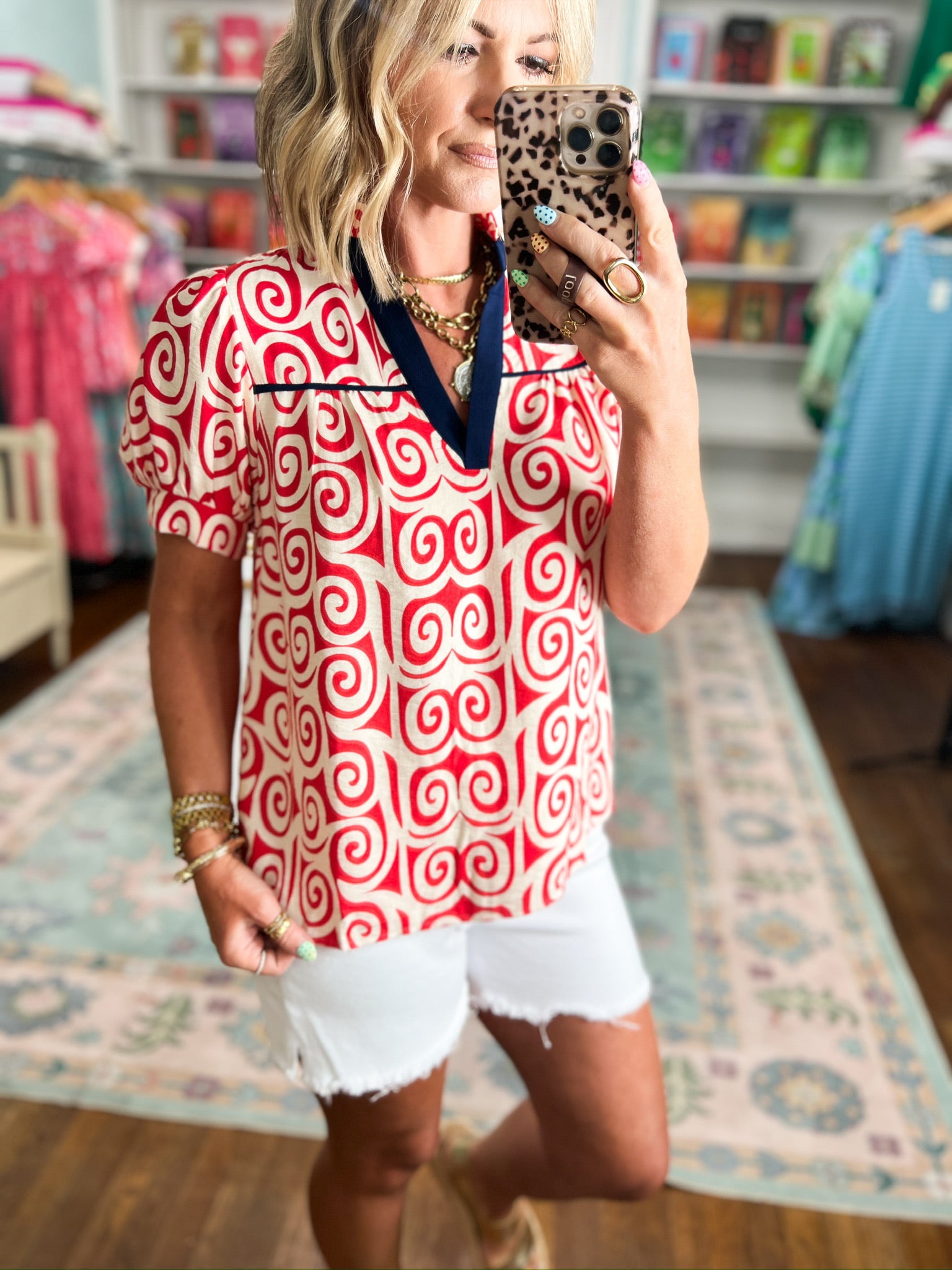 Getting Close Swirl Print Top - Red