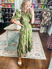 Calm and Centered Floral Midi Dress - Olive