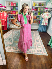 Just Makes Sense Midi Dress - Hot Pink