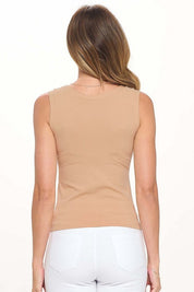 Reversible High-Low Neckline Seamless Tank- Nude