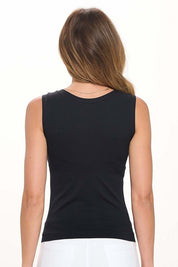 Reversible High-Low Neckline Seamless Tank- Black