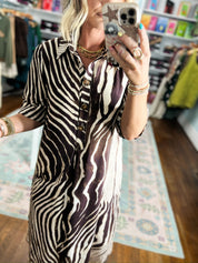 Usual Plans Zebra Print Midi Dress - Brown