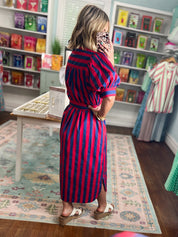 Round of Applause Striped Midi Dress