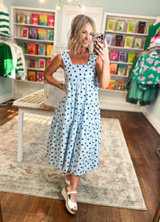 All Is Well Tiered Midi Dress - Blue