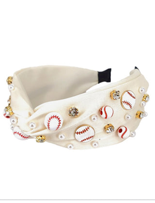 Studded Jewel and Baseball Headband