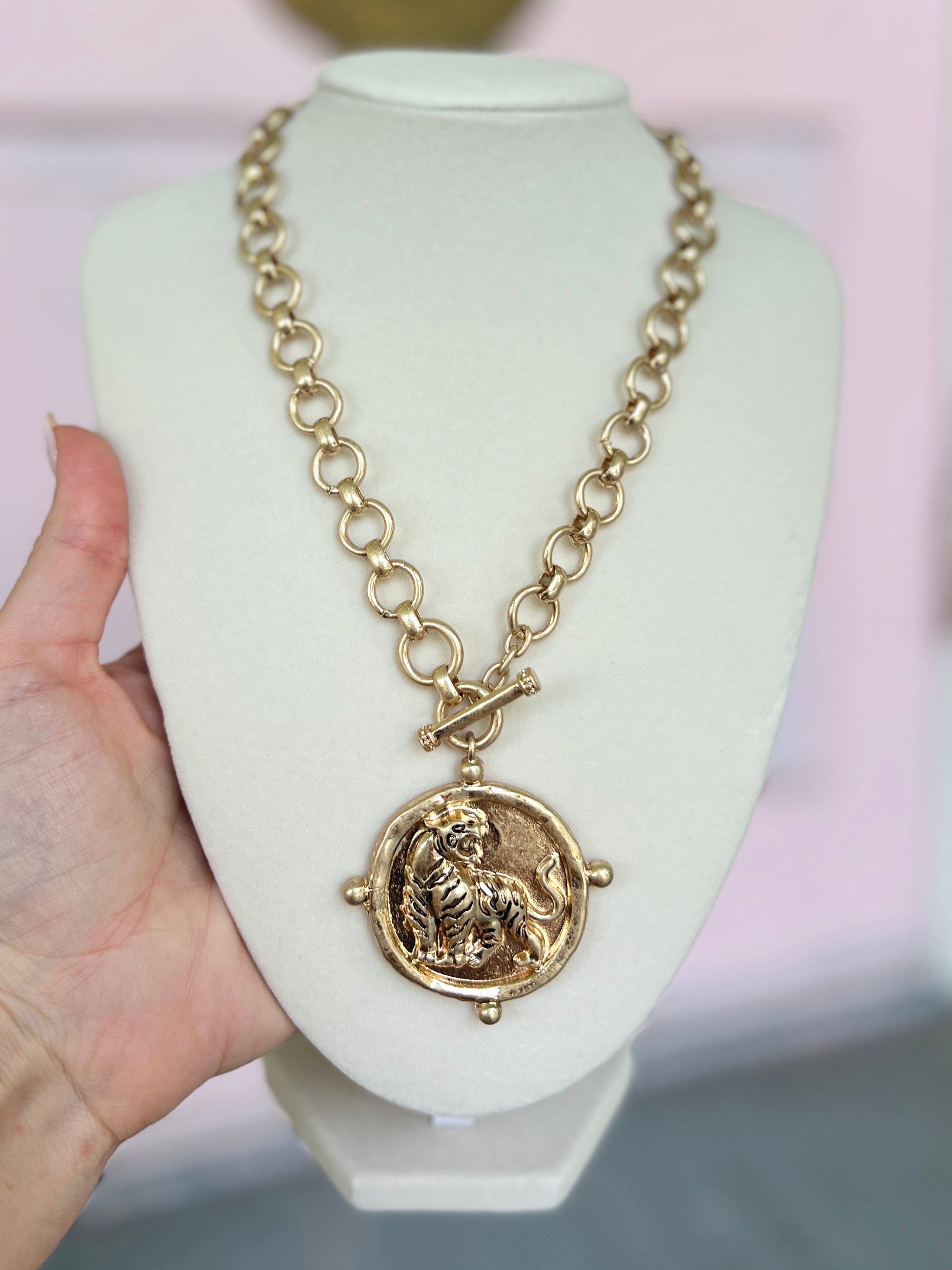 Roaring Tiger Medallion Necklace