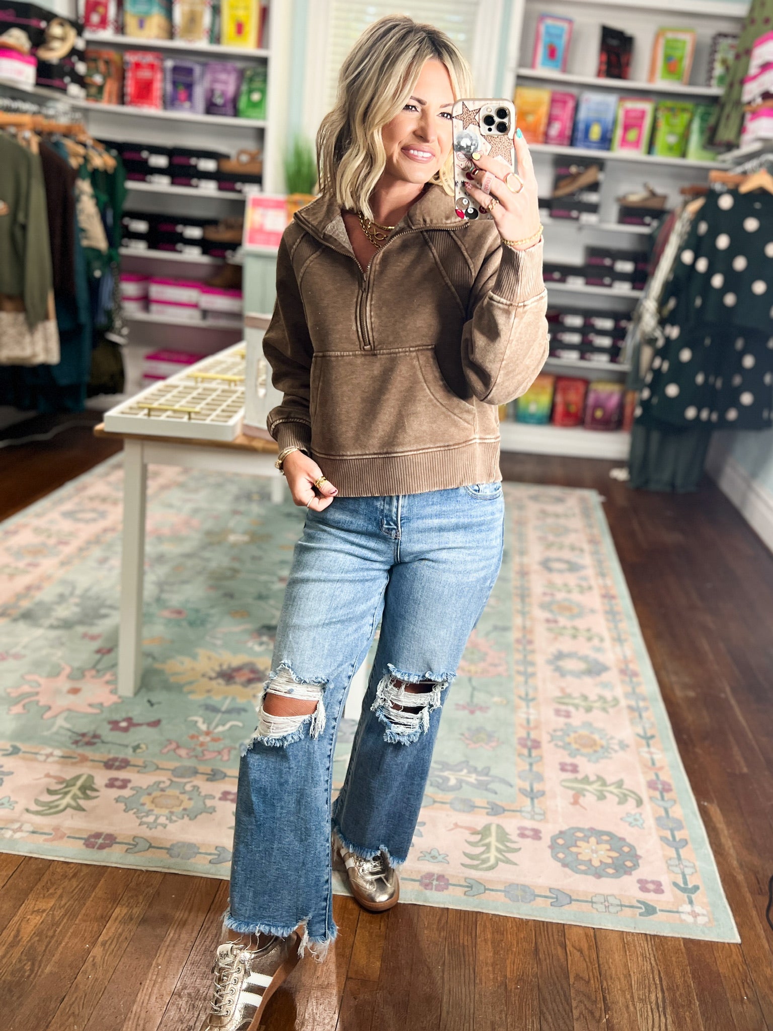 Wondering About the Wind Fleece Pullover - Mocha