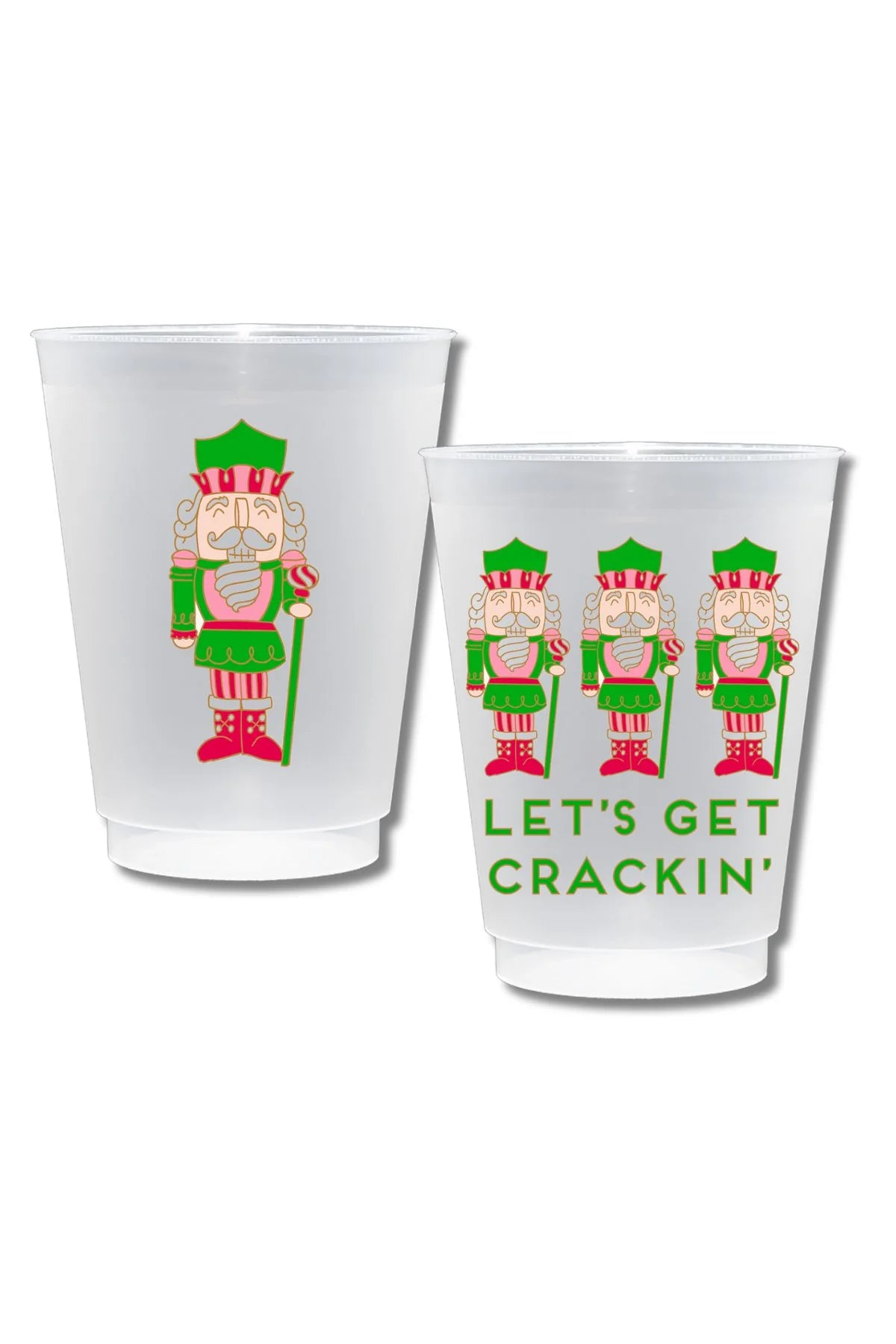 Double Sided Shatterproof Plastic Cup Set - Holiday Nutcrackers