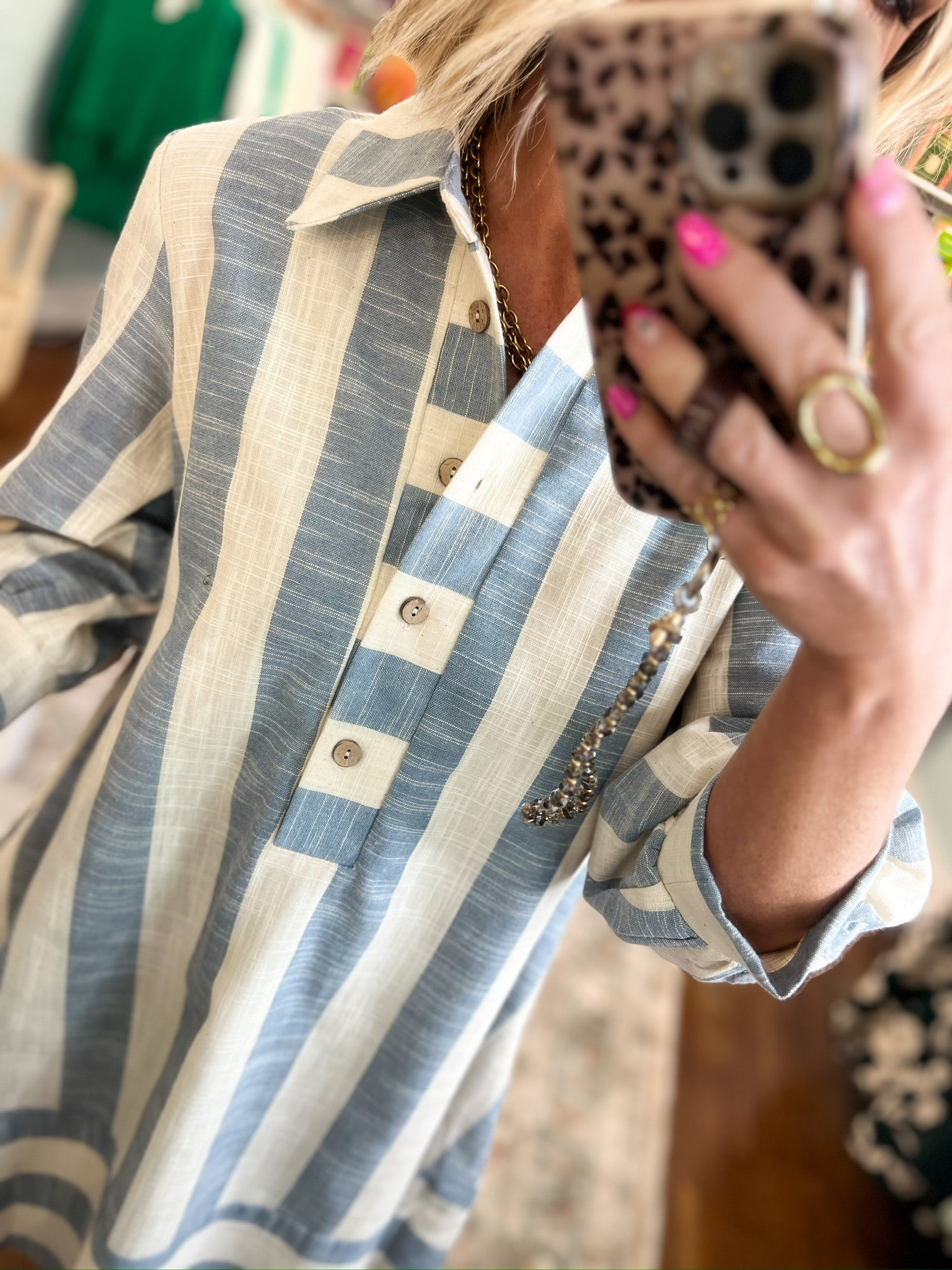 Slice of Happiness Striped Shirt Dress